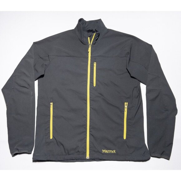 Marmot M3 Tempo Jacket Men's XL Soft Shell Gray Yellow Full Zip Water Resistant - Picture 1 of 13